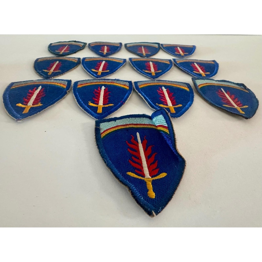 13 US Army Europe SHAEF Military Patch Sword Flame Rainbow Shield Emblem Sew On - Picture 2 of 4